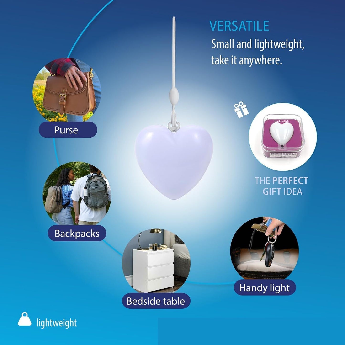 PurseHeart™ Rechargeable Handbag Light