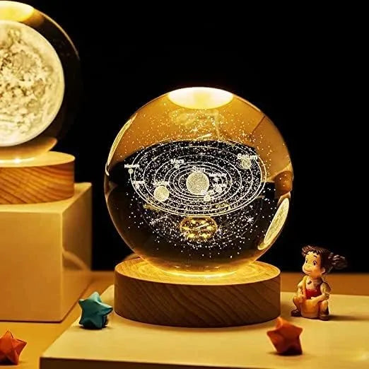 3D Solar System Crystal Ball Lamp