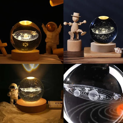 3D Solar System Crystal Ball Lamp