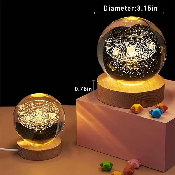 3D Solar System Crystal Ball Lamp