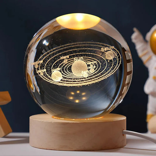 3D Solar System Crystal Ball Lamp