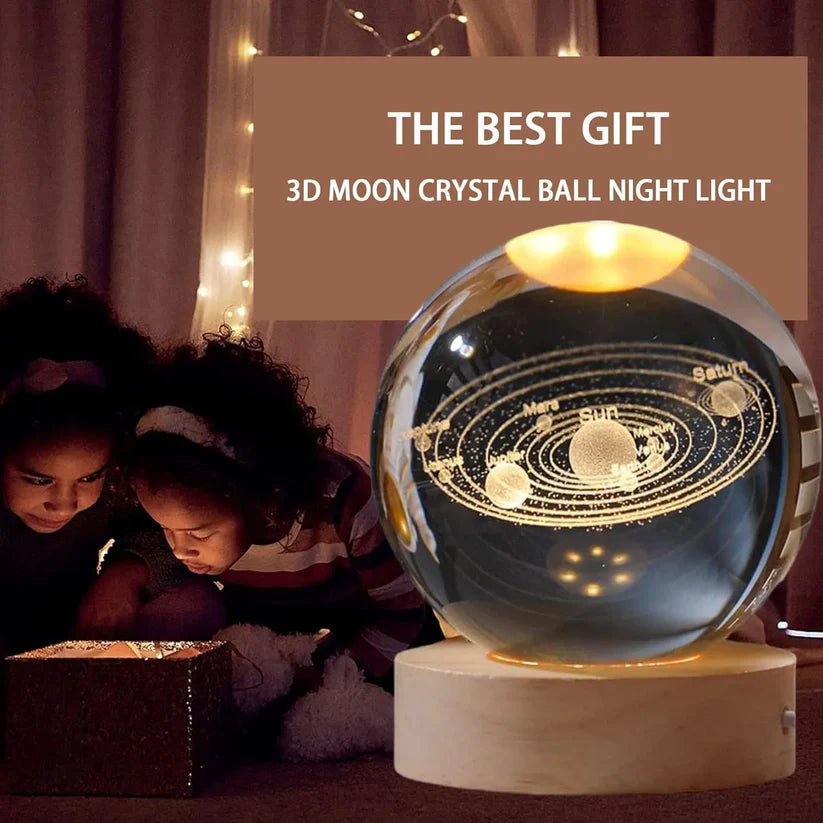 3D Solar System Crystal Ball Lamp