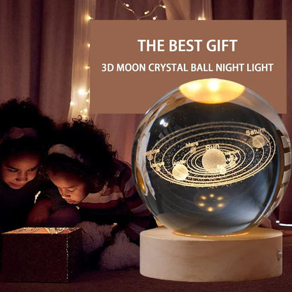 3D Solar System Crystal Ball Lamp