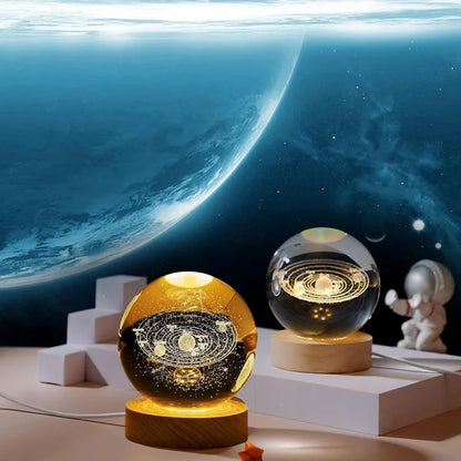 3D Solar System Crystal Ball Lamp